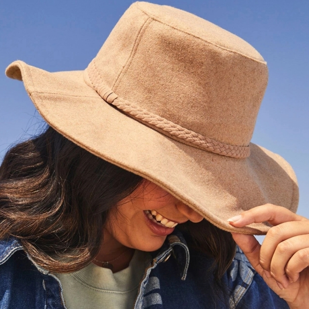 NWT ASN Harper Hat Brown Wide Brim Rancher Hat Western Boho Fedora